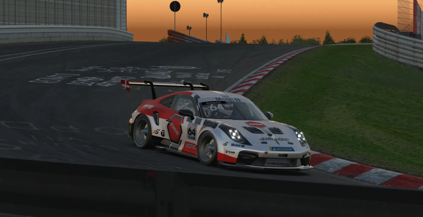 Porsche GT3 at Nürburgring at sunset
