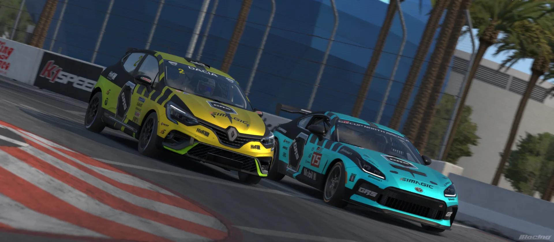 Project GRS Renault Clio and Toyota GR86 racing together on a street circuit